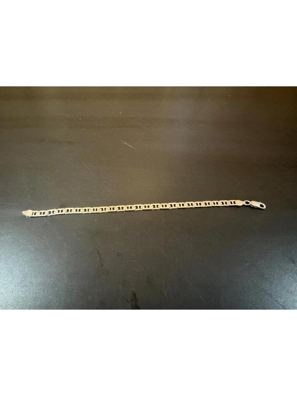 Vintage Silver Tone Link Bracelet – Retro Geometric Chain Bracelet
